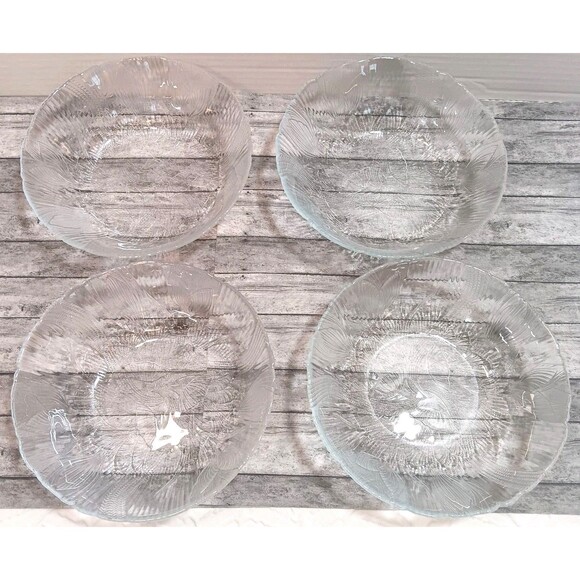 Set Of 4 Canterbury Crocus Clear Glass  Salad Bowls 6.25" Arcoroc - Picture 2 of 10